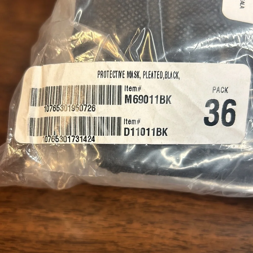Protective Mask Pleated Black Pack of 36